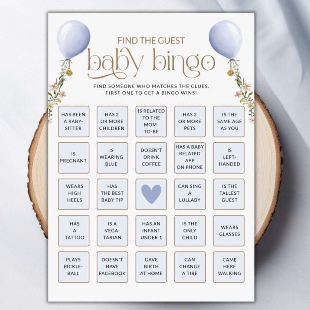 Baby Shower Games for Boys Bingo
