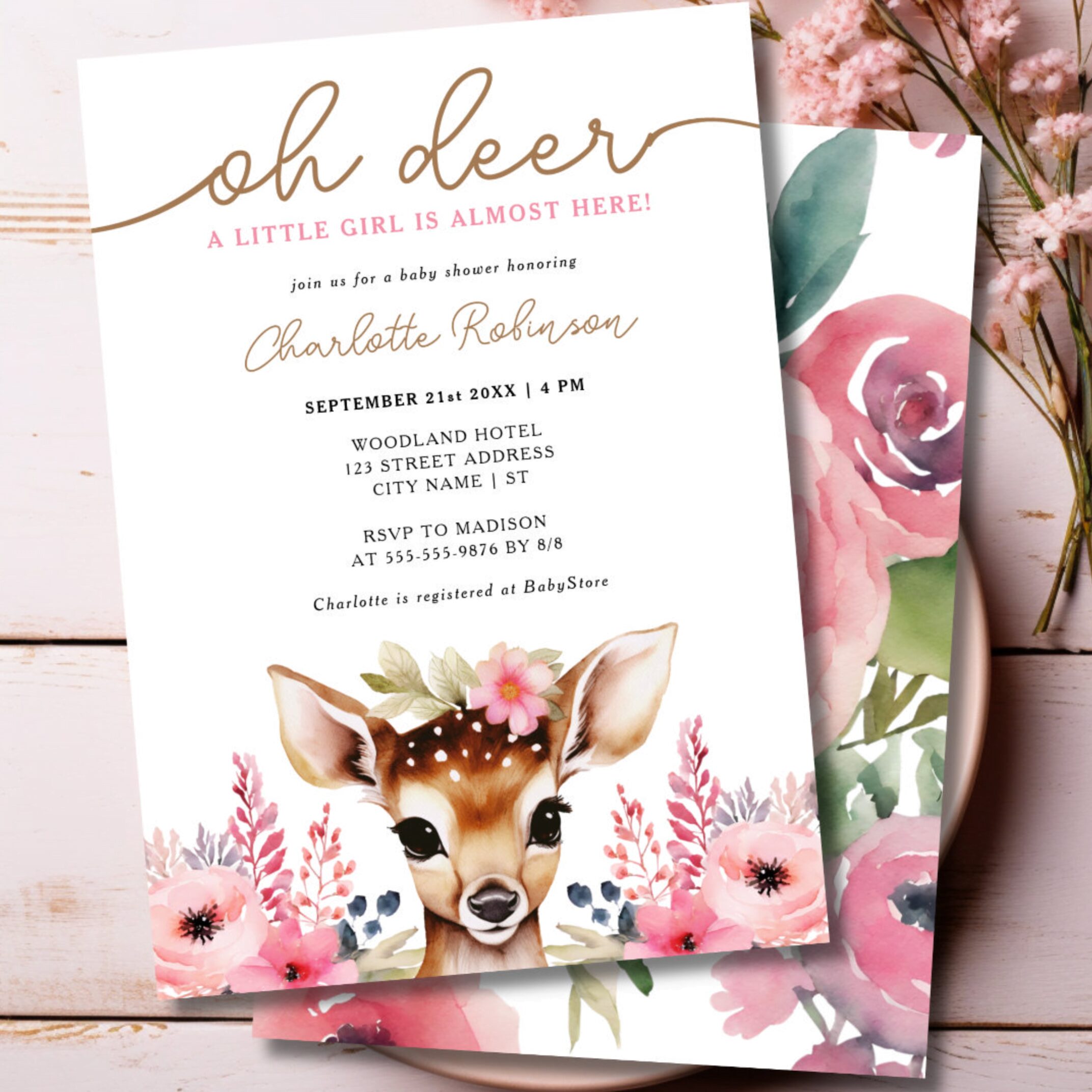 oh deer woodland baby shower invite invite