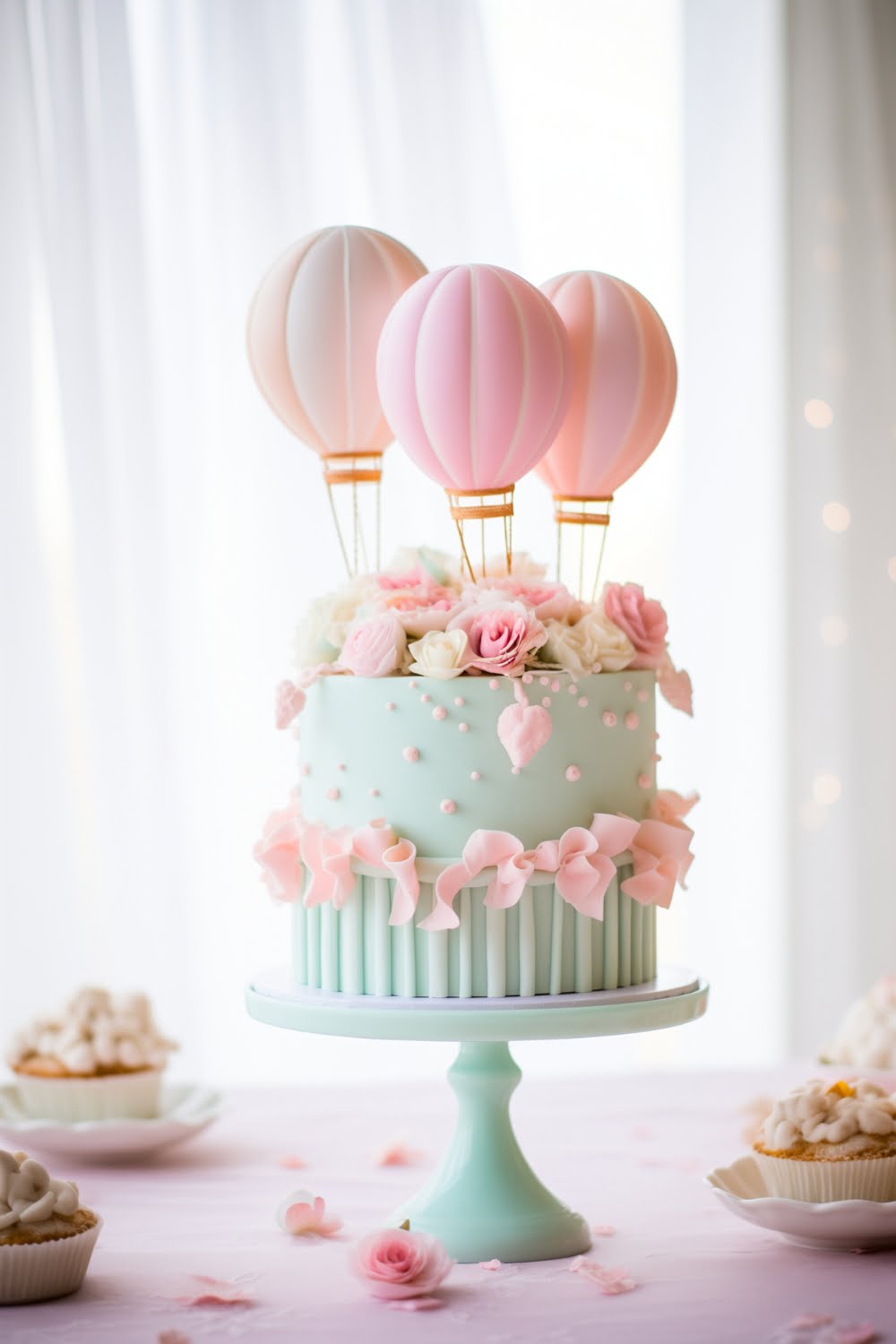 what to put on a baby shower cake-hot air balloon theme
