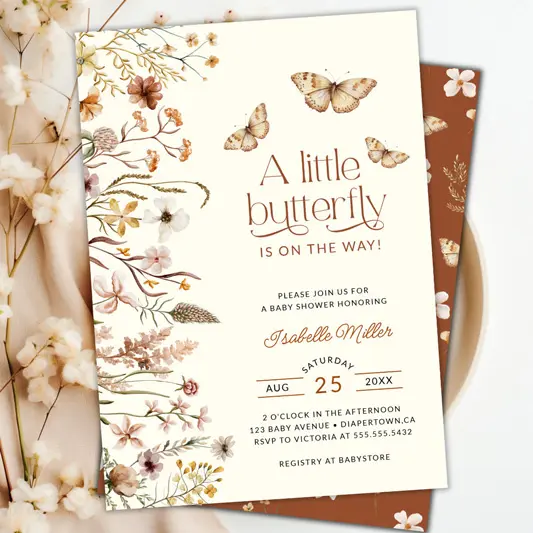spring baby shower ideas_butterfly invitation