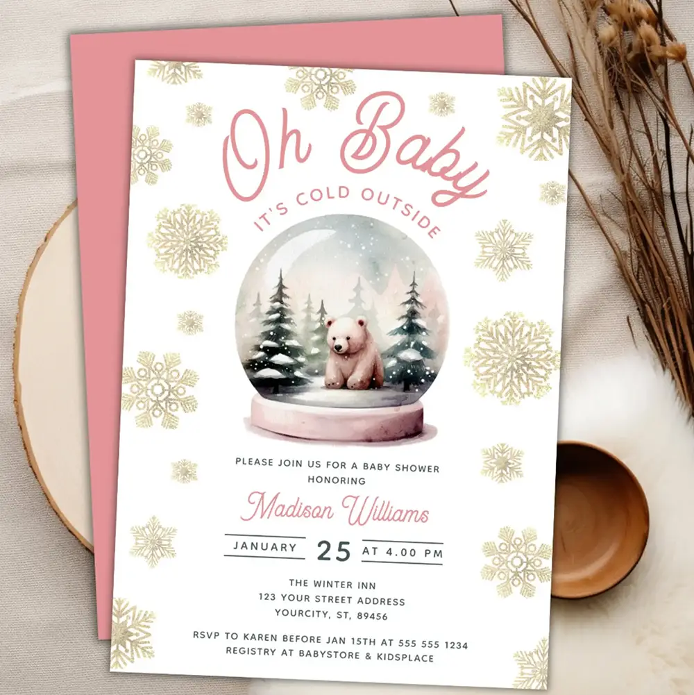 baby its cold outside theme-winter baby shower invitation
