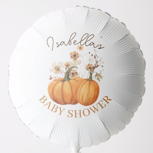 Fall Pumpkin Floral Baby Shower Balloon