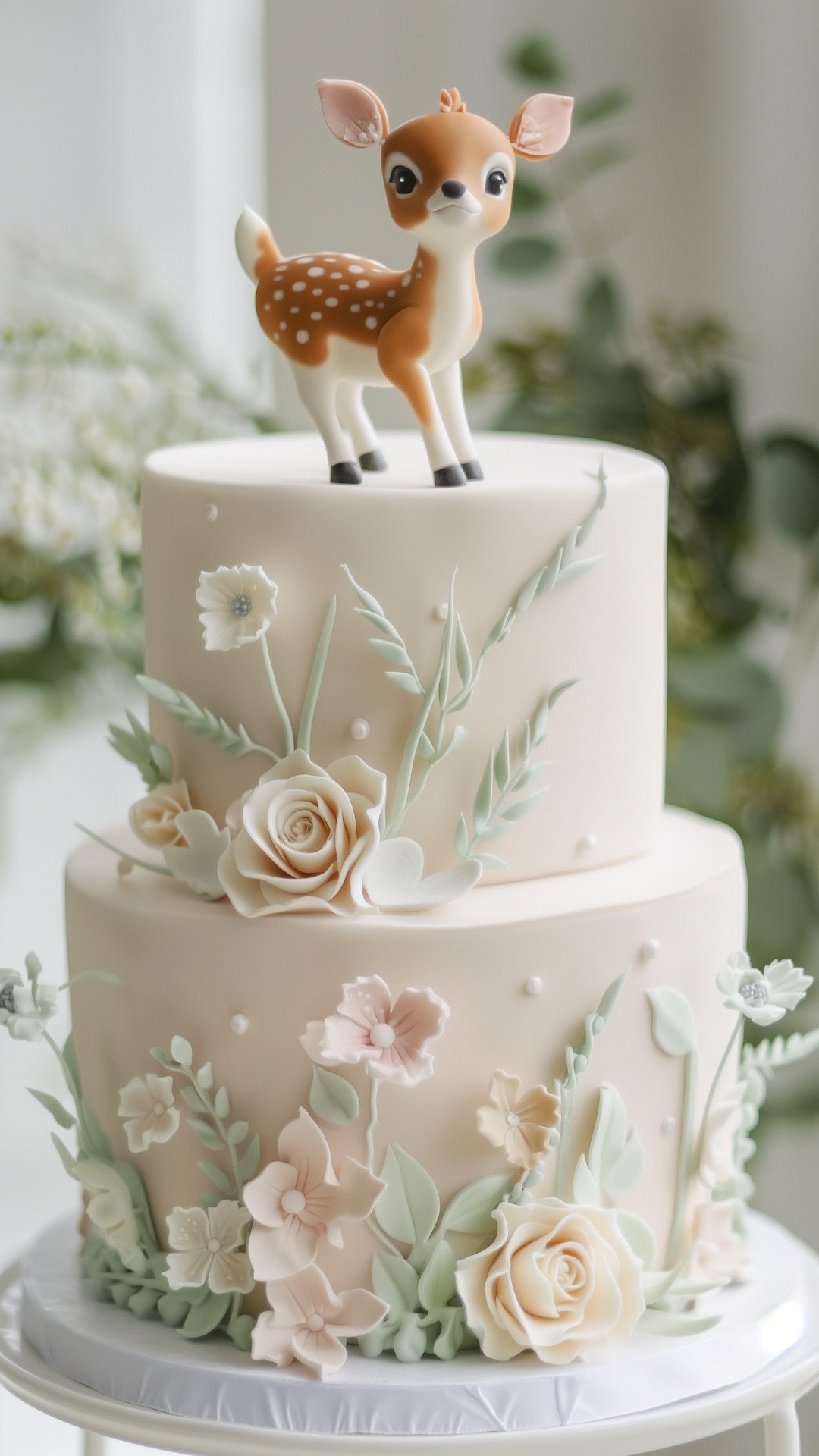 woodland themed baby shower cake